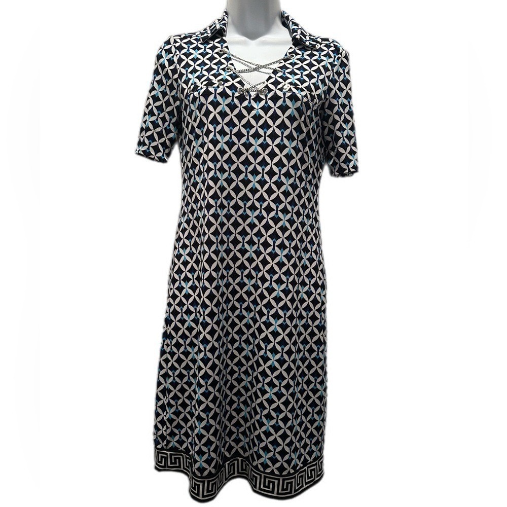 White House Black Market‎ Blue Multicolor Shortsleeves Dress
